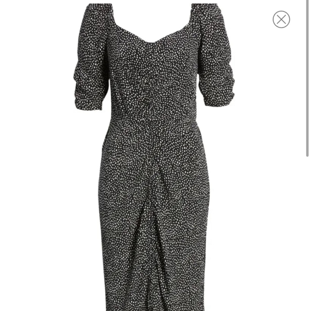 Open Edit Dot Print Front Slit Dress in
Black Brush Dot